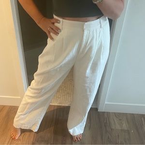 white linen pants
